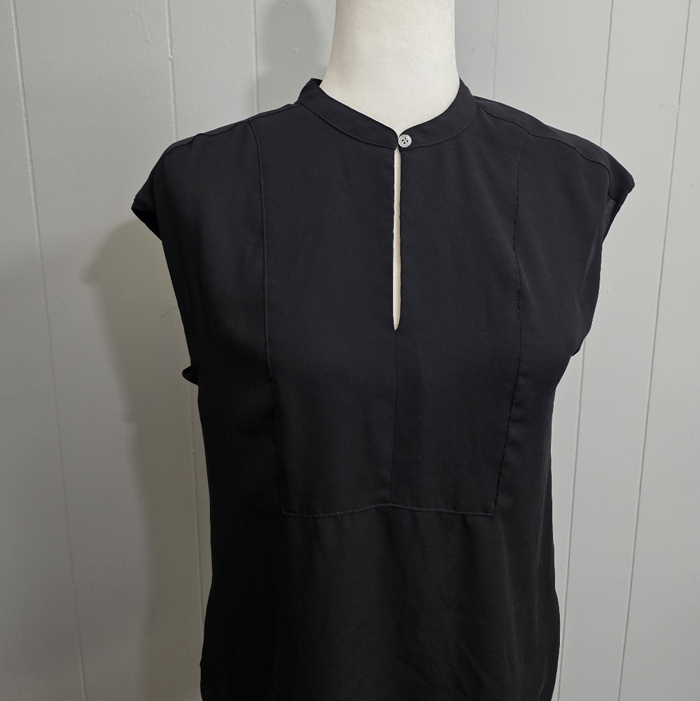 J. Crew Cap Sleeve Crepe Black Top Size Sp - Picture 2 of 12